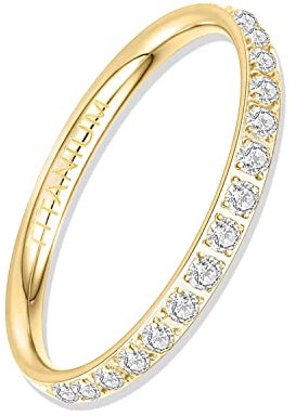 YEBOCIYO Eternity Ring Zirkonia Damen 2mm Ring Ewigkeitsringe Titan Verlobungsringe Eheringe Valentinstag Trauringe Memoirering Jubiläum Aussage Stapelring für Herren Gold 6