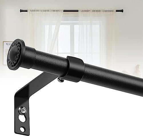 Bastone Tende, 71-165cm Bastoni per Tende Set con Staffe in Acciaio Inossidabile - Diametro 16mm Aste per Tende in Stile Rustico Opaco/Nero