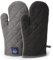 Encasa Guantes de Horno de algodón Resistentes al Calor (Juego de 2) - Acolchada y Segura 18x30 cm - para Cocina, Cocinar y Hornear, Manejo de ollas y sartenes Calientes - Gris