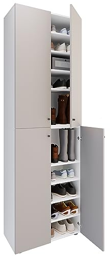 VCM XL Holz Großer Schuhschrank Schuhregal Groß Stiefel Dielenmöbel Lona 10 Fächer Drehtüren