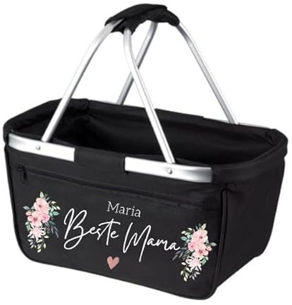 personalisierter Einkaufskorb für die Beste Mama der Welt mit Kindernamen, Geschenk Oma, Geschenk Muttertag, faltbar, Muttertagsgeschenk