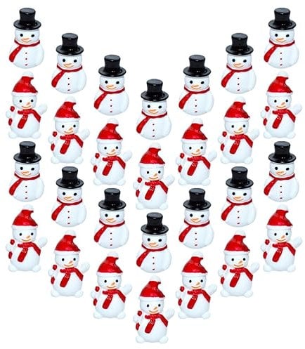 Holibanna 40 Stücke Miniatur Schneemann Deko Figuren Weihnachten Dekofigur Mini Weihnachtsfiguren Klein Deko Tortenfiguren Winter Dekoration Moos Ornamente Kuchen Topper Kinder Geschenke