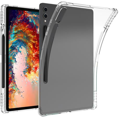Galaxy S9 Crystal Soft Case for Samsung Galaxy Tab S9/S9 Plus/S9 Ultra, Silicone Transparent Clear Shell Tablet Case with Pen Slot (S9 Plus)