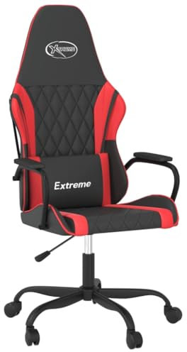vidaXL Gaming Stuhl, Bürostuhl Drehbar Höhenverstellbar, Drehstuhl Schreibtischstuhl mit Massagefunktion, Chefsessel Sportsitz Computerstuhl, Schwarz Rot Kunstleder