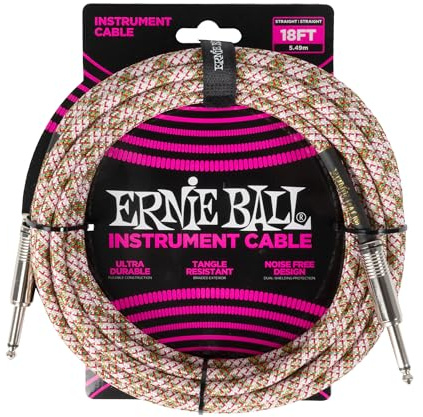 Ernie Ball Geflochtenes Instrumentenkabel Gerade/Gerade 5,49 m - Smaragd Argyle