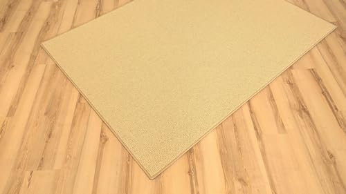 Schurwolle Teppich Creme Schlinge Wolle umkettelt - Verschiedene Größen (140 x 200 cm)