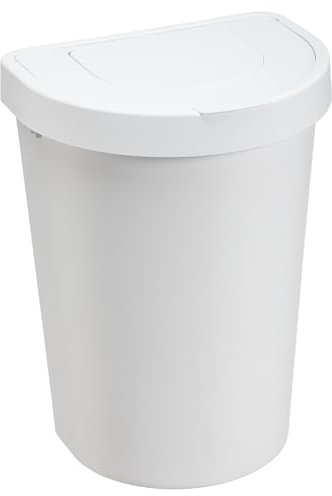 Plast Team Seattle Swing Abfalleimer mit Schwingdeckel, Mülleimer (Weiß, 25L)