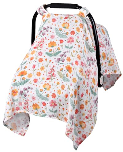Metplus Musselin-Autositzbezug für Babys, atmungsaktiver Babyschalenbezug, leichte Babytrage für Mädchen und Jungen, passend für Frühling, Sommer, heiße Tage/warmes Wetter