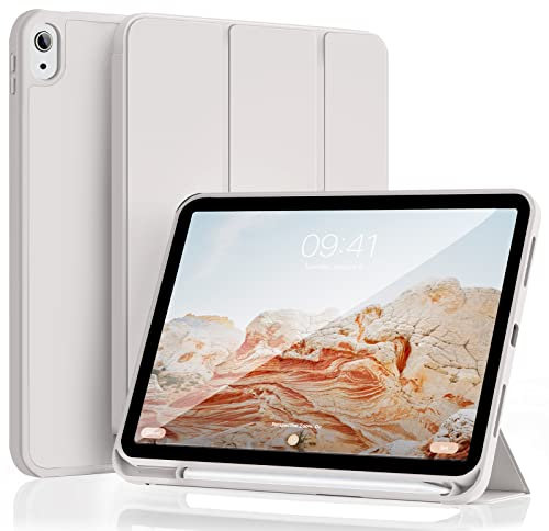 ZOYU Hülle für iPad (A16) 11. / 10. Generation 2025/2022,10,9 Zoll mit Stifthalter, weiche TPU stoßfeste Rückschale, Trifold Ständer Schlanke Hülle für iPad 11/10, Auto Wachen/Schlafen, Grau