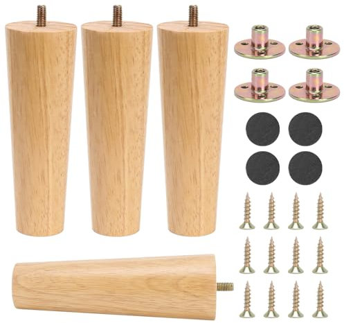 HO2NLE 4PCS Pieds de Meuble Bois de Rechange Pieds de Canapé en Bois pour Canapé Lit Tiroir Fauteuil Table de Nuit Armoire (15CM)