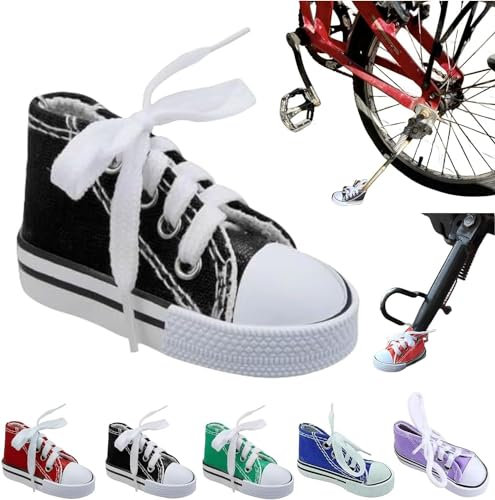 Personalisierte Motorrad-Fußstütze, kleiner Schuh, Motorrad-Seitenständer, Kickstand-Verlängerungspolster, Ständer-Verlängerungspad, niedliche Mini-Leinwandschuhe, Seitenstände (Black)