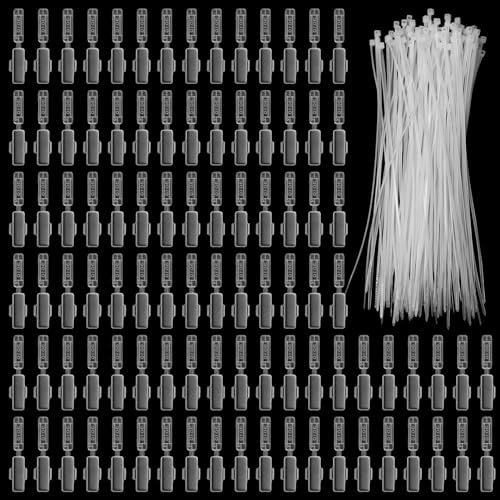 UTMACH 100 Pezzi Segnacavi Elettrici in Materiale di Nylon con 100 Fascette | per Cavi Trasparente per Etichette per Cavi,Plastica Bianche Riutilizzabili, Marcatura Cavi in Nylon Etichetta