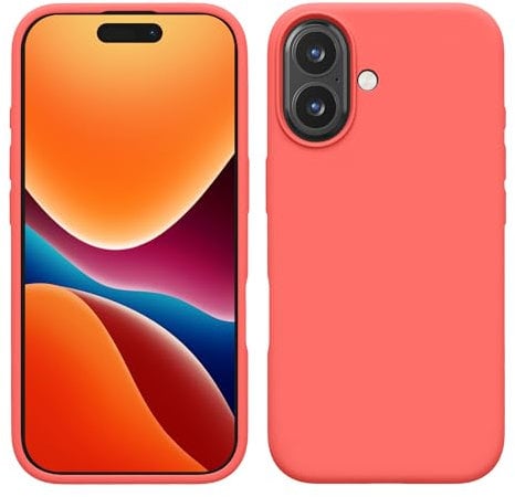 kwmobile Case Compatible with Apple iPhone 16 Case - TPU Silicone Phone Cover with Soft Finish - Neon Coral