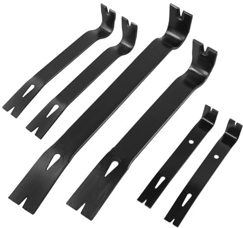 UNGFEI 6 PCS Crow Bars Set, Nail Puller Crowbar, Mini Utility Bar Heavy Duty Steel Flat Bar Tool for Maintenance, Woodworking Projects, 180/226/308/381mm