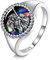 ONEFINITY Santa Muerte Ring 925 Sterling Silber Eule Sensenmann Ring Totenkopf Ring Amulett Schmuck Geschenke für Männer Frauen