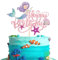 Xsstarmi 1 Pack Mermaid Happy Birthday Cake Topper Under the Sea Shell Starfish Cake Pick for Mermaid Theme Happy Birthday Baby Shower Party Cake Decorations Supplies Pink