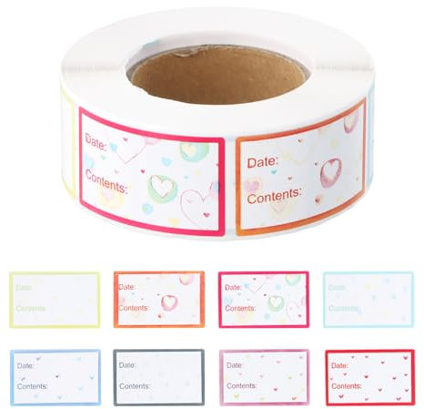 500 Pcs Etiquetas para Congelador - Adhesivas Personalizadas 40x25mm - Resistentes al Aceite y Agua, Extraíbles para Alimentos, Rollo Autoadhesivo para Tarros Cocina (C)