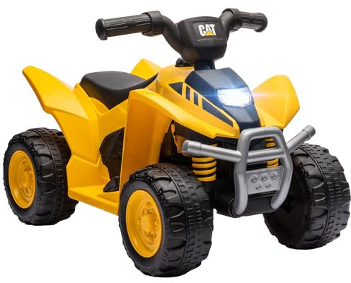 AIYAPLAY Quad électrique pour Enfant sous Licence Caterpillar véhicule à Batterie 6V 2,8 km/h avec klaxon, phares LED, démarrage par Un Bouton, pour 18-36 Mois, Jaune