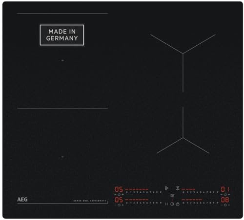 AEG Induktionskochfeld 60cm, Made in Germany, 4 Flex-Kochzonen mit Kratzresistenter SaphirMatt-Oberfläche, SenseBoil verhindert Überkochen, Bridge-Kombination 2er Zonen, Hob²Hood, TI64IB1FIZ