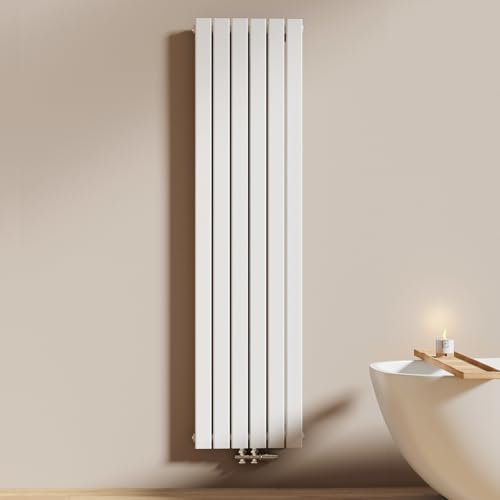 EMKE Radiatore Verticale, 1800x460 mm, Parete con Pannello Piatto e Collegamento Centrale, Radiatore Piatto a Strato Unico, Bianco, 948 Watt