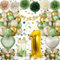 Deko 1. Geburtstag Mädchen Junge, Luftballon 1. Geburtstag Grün Gold, Geburtstagsdeko 1 Jahr mit Folienballon Nummer 1, Happy 1st Birthday Banner Pompons, Mehrweg-Deko zum Ersten