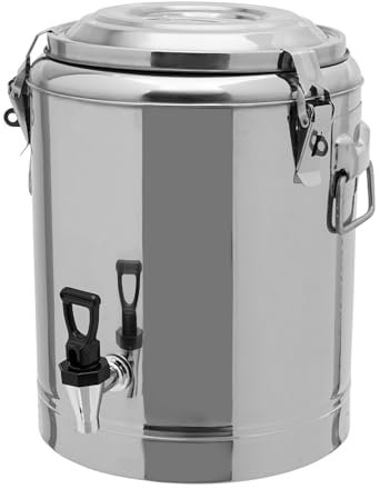 Recipiente de transporte térmico profesional de acero inoxidable de 14 litros, recipiente térmico, dispensador de bebidas frías, dispensador de bebidas con conos para café, leche fría, agua, zumo y