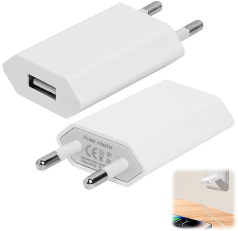 Stecker USB Netzstecker, (2 Pack) Ladegerät für Phone,5V-1A Universal Stecker Adapter Steckdose Stromadapter Netzstecker Ladestecker kompatibel für Xiaomi, Galaxy, Kameras, Tablets - Weiß
