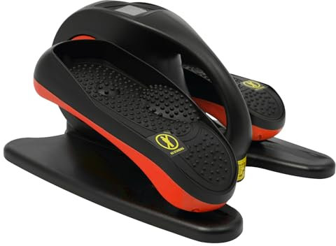 Crosstrainer für Zuhause, Ellipsentrainer, Elliptical Trainer für Senioren Beintrainer mit Fernbedienung LCD Bildschirm 5 Geschwindigkeiten 60W Leistungsstark geeignet (Orange)