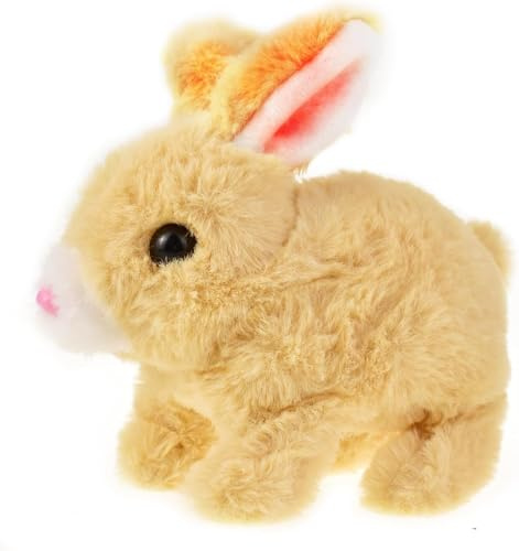 ZBATHTOY Hüpfendes Kaninchen, Interaktive Spielzeug Kaninchen mit Geräuschen Bewegungen Animiertes Gehen Wackeln Ohren Zucken Nase, Ostern Plüschhase für Ostern Geschenke Boys Girls (Yellow)