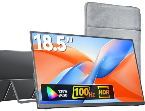 kksmart 18,5 Zoll 1080p FHD 128% SRGB 100Hz Tragbarer Monitor Reise Laptop Monitor Kompatibel mit Surface PC Xbox PS5, Eingebauter Lautsprecher VESA Kompatibel mit Kick