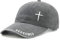 Sunlark Jesus Baseball Cap for Men Women, Religious Gifts for Christians Curved Brim Cap Embroidered 3 Nail Cross Hat Grey