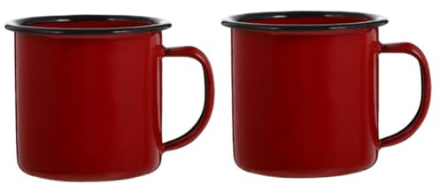 BESPORTBLE Tazza Da Campeggio Smaltata Vintage in Acciaio Inossidabile - Bicchiere Multifunzione Per Caffè e Tè - Rosso Ideale Per Picnic Feste e Uso Quotidiano Infrangibile e
