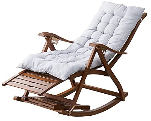 Gepolsterter Rattan-Relaxsessel, Schaukelstuhl, Liegestuhl, verstellbar, für Garten und Terrasse
