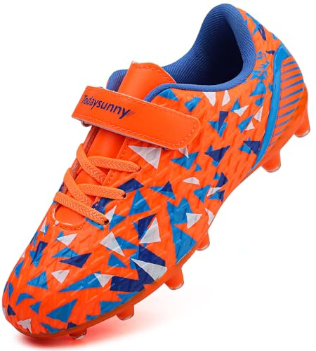 Kids Football Boots Boys AG/FG Football Shoes Girls Rugby Boots Soccer Shoes Soccer & Rugby, Unisex Indoor/Outdoor Training & Running Sneakers Orange