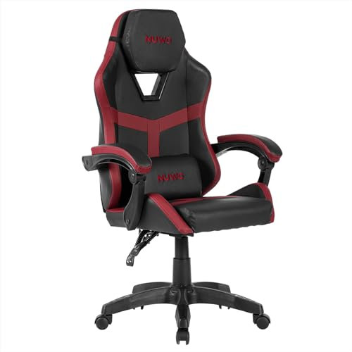 Nuwo Odin Sedia Gaming Ergonomica, Sedia PC Computer Gaming Ufficio, Braccioli Imbottiti Curvi, Schienale e Altezza Regolabile, Supporto Lombare e Poggiatesta, 120 Kg, Amaranto