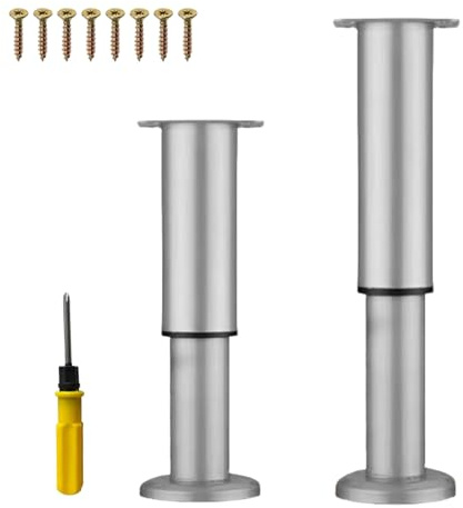 NCRGB 2 pièces pieds de meubles en métal gris 25-43 cm, pieds de meubles réglables, hauteur ajustable, capacité de charge jusqu'à 400 kg, pieds de meubles pour meuble TV, canapé, chaise de bureau