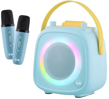 T'nB - Bluetooth-Lautsprecher, Karaoke, 2 kabellose Mikrofone, 5 Spracheffekte, RGB-Lichtring, Smartphone-Halterung, USB und 3,5-mm-Klinkenstecker, Tragegriff, Betriebsdauer 5 Stunden, tragbares