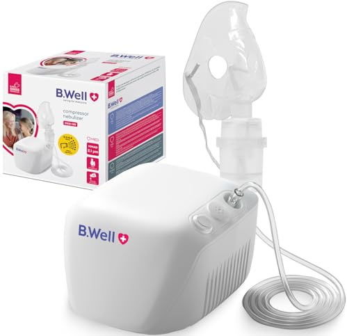 B.Well MED-130 Nébuliseur compresseur - Inhalateur enfants adultes | Qualité suisse • Technologie compresseur pour inhalation efficace • Débit réglable • Soin des voies respiratoires à domicile