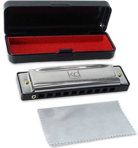 keepdrum KDBHC Bluesharp in C-Dur diatonische Mundharmonika mit Etui