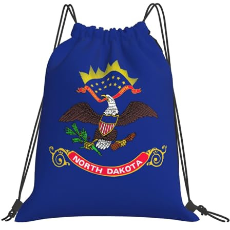 jingong Tragbarer Outdoor-Rucksack, Motiv: Nord-Dakota, mit Kordelzug, leicht, für Reisen, Yoga, Strand