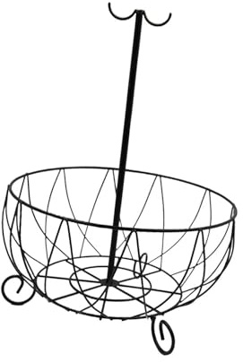 Cenz-888 Fruit Rack Fruit Basket Holder with Banana Hanger Tree Serving Bread Storage Counter Decor Stand for Kitchen(Black)
