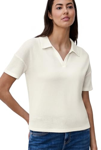 Street One Kurzarm Poloshirt in Unifarbe Off White 36