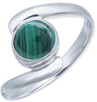 mantraroma Ring Damen Silber 925 Malachit grün schlicht modern