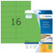 HERMA 4554 Farbige Etiketten grün ablösbar, 20 Blatt, 105 x 37 mm, 16 pro A4 Bogen, 320 Stück, selbstklebend, bedruckbar, matt, blanko Papier Farbetiketten Aufkleber