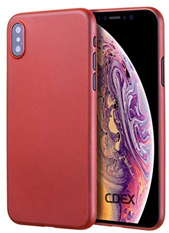 doupi UltraSlim Hülle kompatibel für iPhone XS Max (iPhone 10s Max) 6,5 Zoll, Ultra Dünn Fein Matt Handyhülle Cover Bumper Schutz Schale Hard Case Taschenschutz Design Schutzhülle, rot