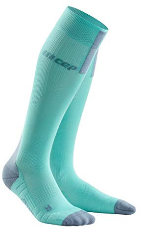 CEP – RUN SOCKS 3.0 für Damen | Kompressionsstrumpf mit präzisem Druckverlauf in hellblau / grau | Größe II