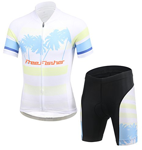 YFCH Maillots de Cyclisme + Cuissard Garçon Fille 2 Pièces Enfant Jersey Manche Courte Tenue de Vélo VTT Été, Blanc Pur, 4-5 Ans