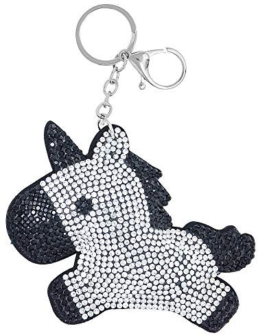 Schlüsselanhänger Einhorn mit Glitzer-Steinen, Anhänger für Damen und Kinder, Glitzer Taschenanhänger, rosa Pferd mit Stern