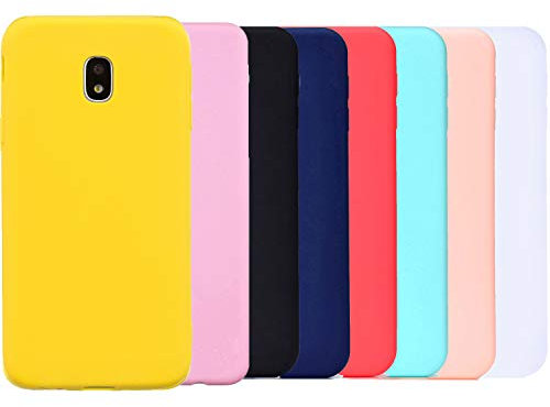 HereMore 8x Cover per Samsung Galaxy J5 2017, Custodia Morbido in Matt Silicone Gel Anti-graffio Antiurto Cover Protezione Case, Rosso,Blu Scuro,Rosa Scuro,Verde,Giallo, Rosa, Nero, Bianco