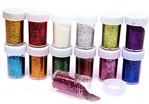 Egurs 12pcs Glitzer Glitzerpulver Glitzerstaub Glitter zum Basteln, Karten herstellen, Dekorieren,Basteln für Kinder